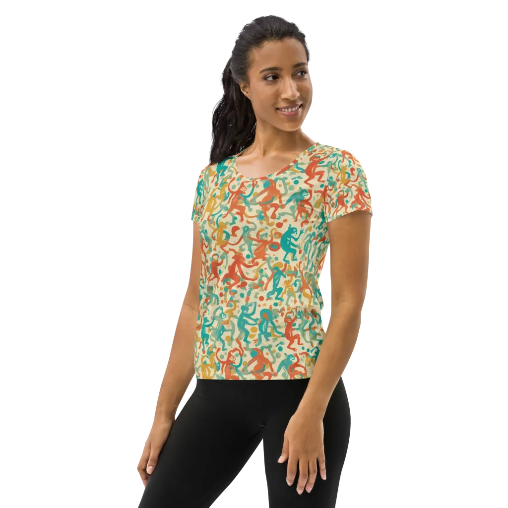 Tangerine Troupe on Women's Athletic T-Shirt — Left