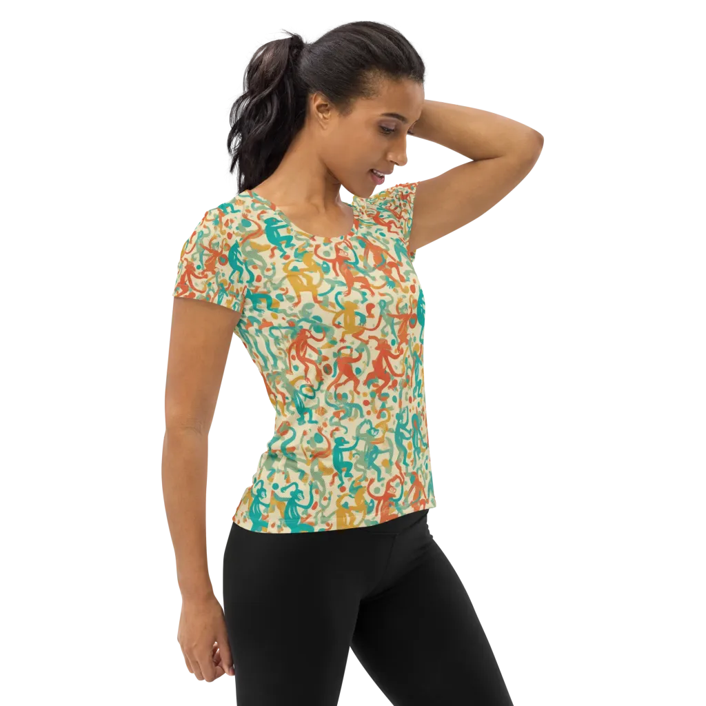 Tangerine Troupe on Women's Athletic T-Shirt — Right