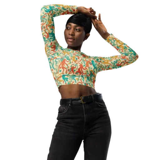 Tangerine Troupe on a Long Sleeve Crop Top