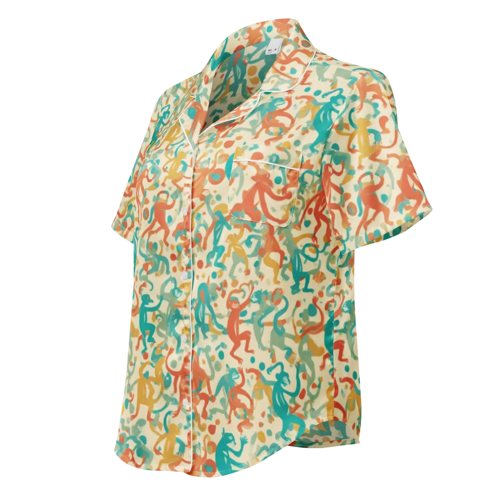 Tangerine Troupe on Women's Short Sleeve Pajama Top — Left Front