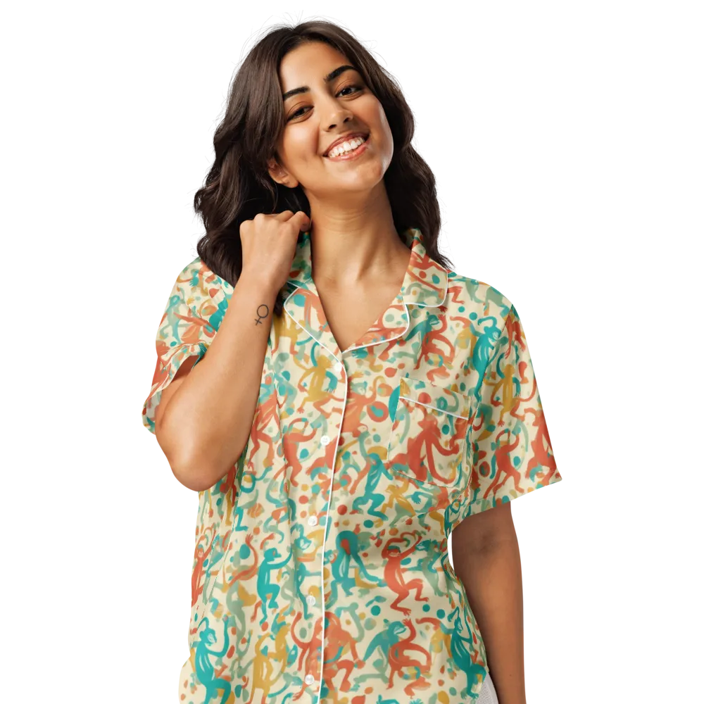 Tangerine Troupe on Women's Short Sleeve Pajama Top — Front