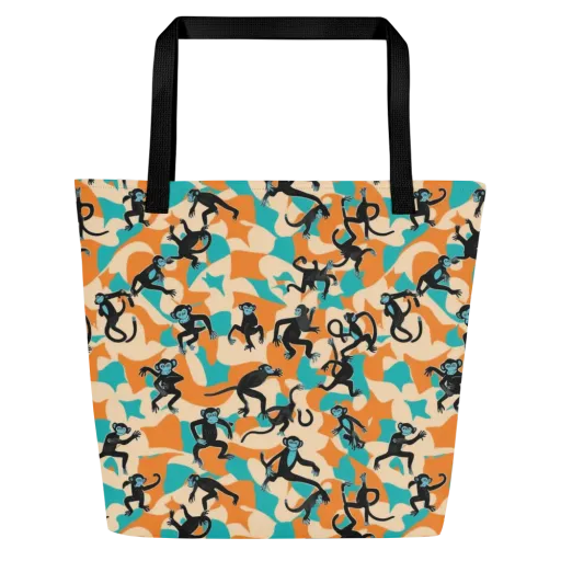 Jungle Jitter on a Large Tote Bag W/ Pocket