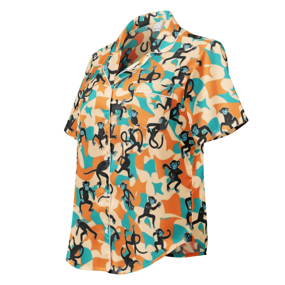 Jungle Jitter on Women's Short Sleeve Pajama Top — Left Front