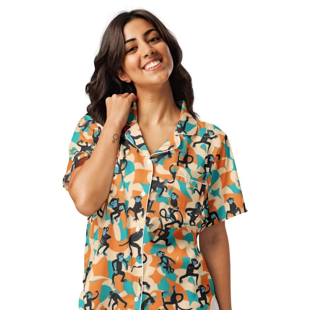 Jungle Jitter on Women's Short Sleeve Pajama Top — Front