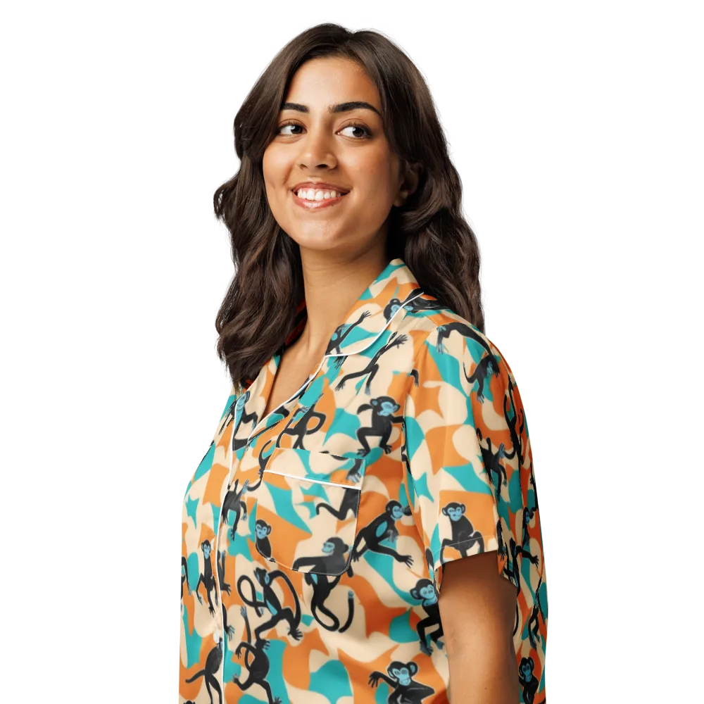 Jungle Jitter on Women's Short Sleeve Pajama Top — Left Front
