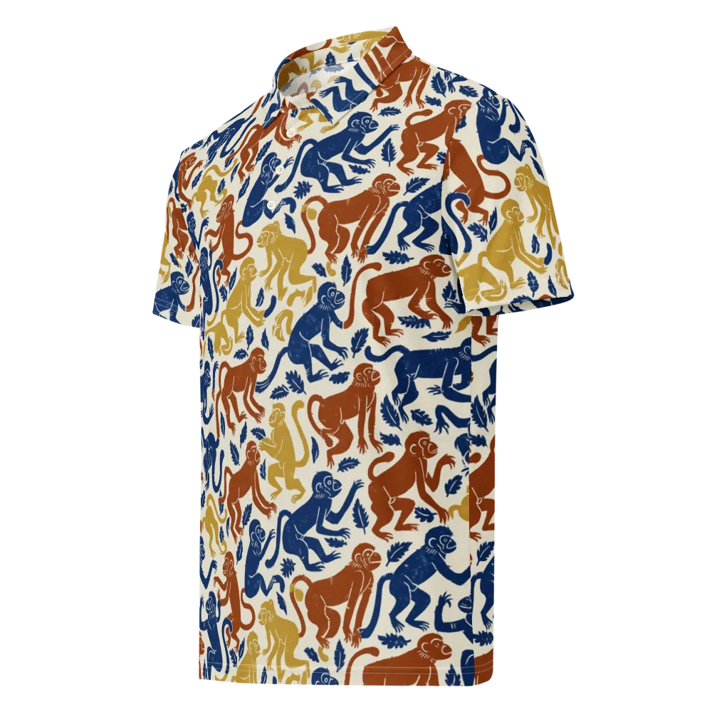Indigo Monkey Garden on Men's Slim Fit Polo Shirt — Left Front