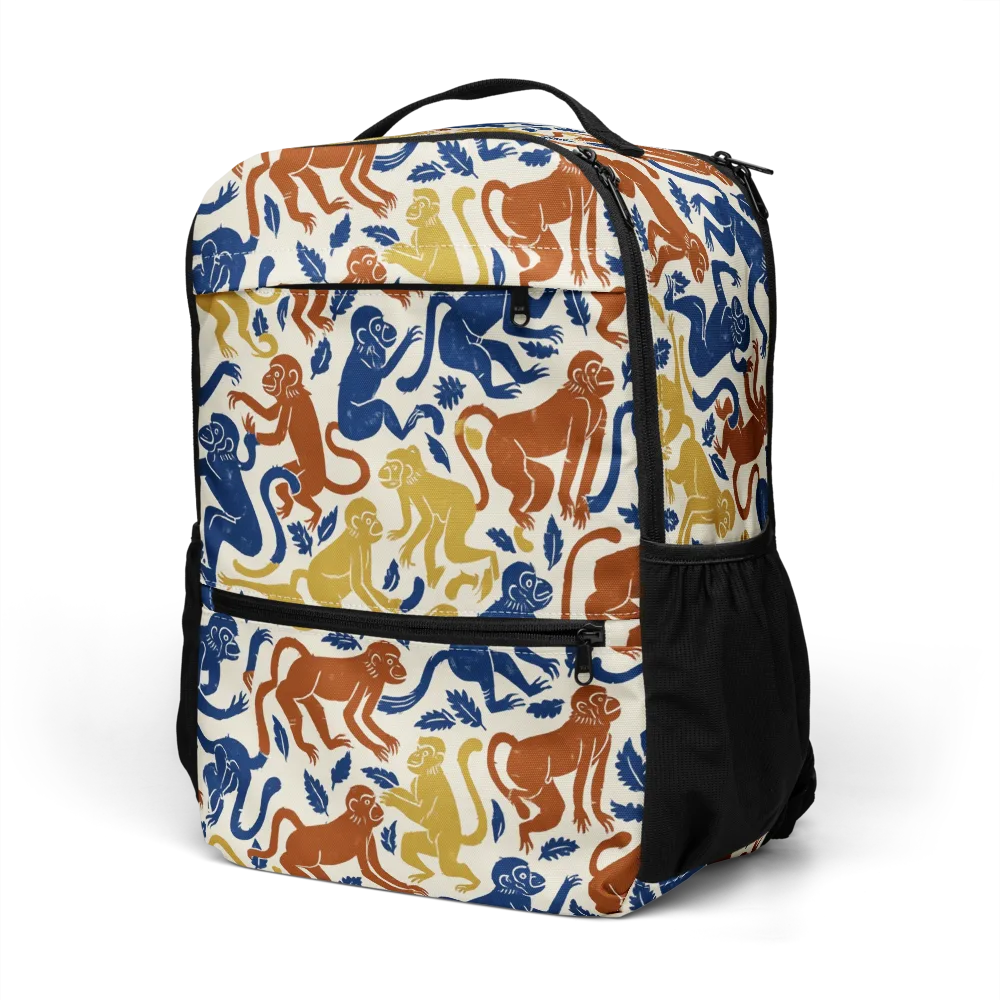 Indigo Monkey Garden on Utility Backpack — Left Front