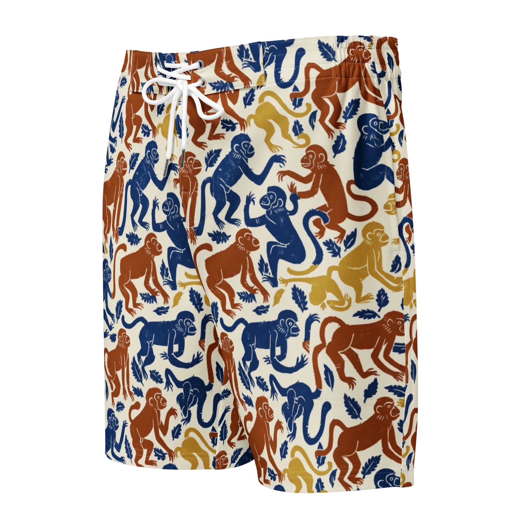 Indigo Monkey Garden on Men's Board Shorts — Front
