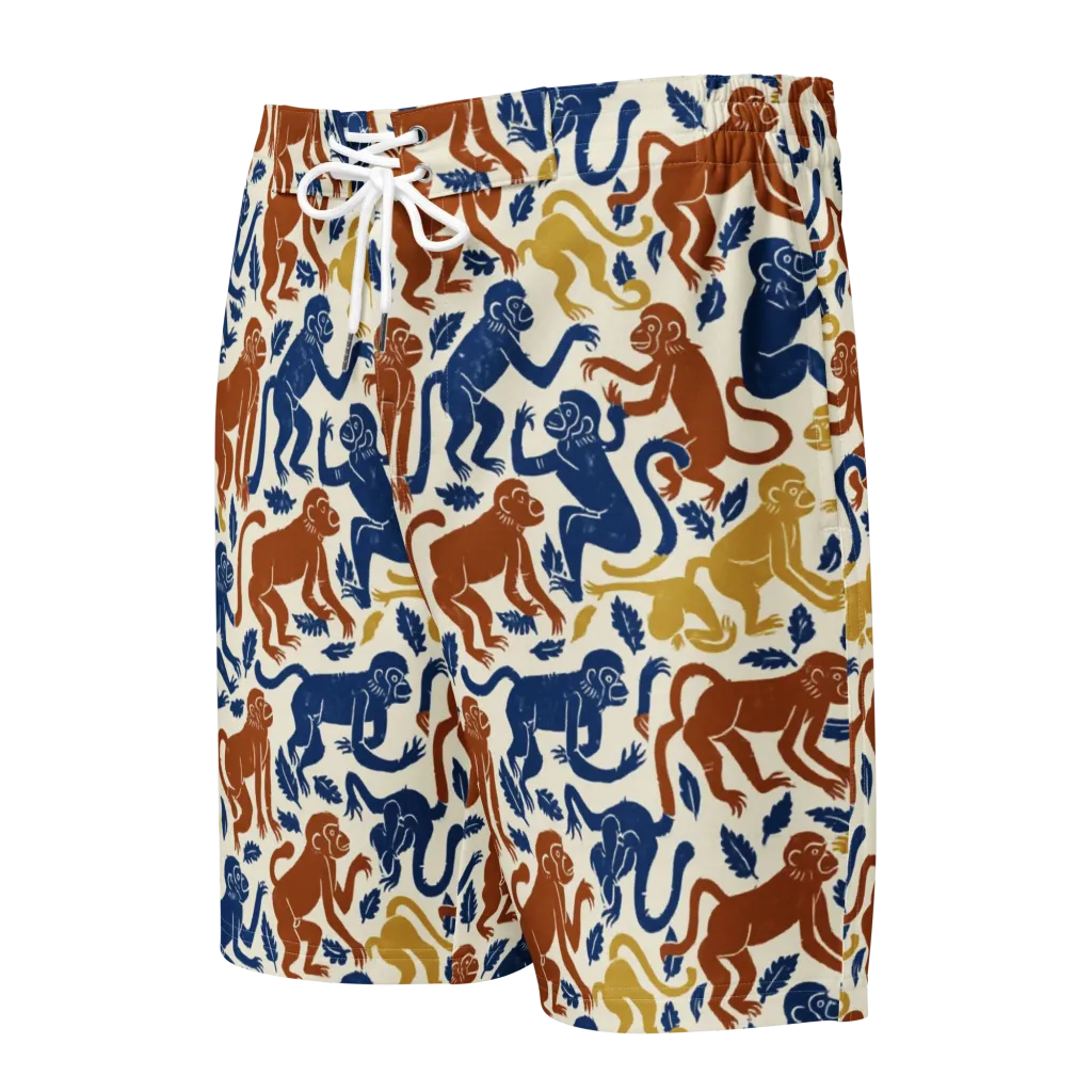 Indigo Monkey Garden on Men's Board Shorts — Front