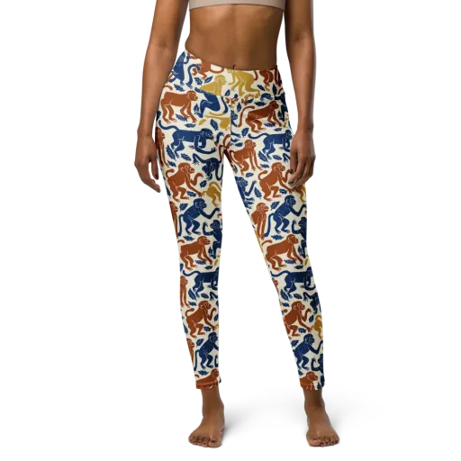 Indigo Monkey Garden on a Yoga Leggings