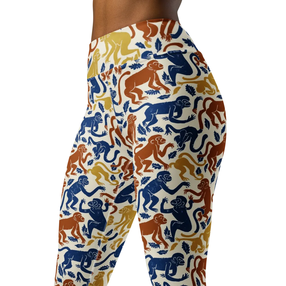 Indigo Monkey Garden on Yoga Leggings — Left Front