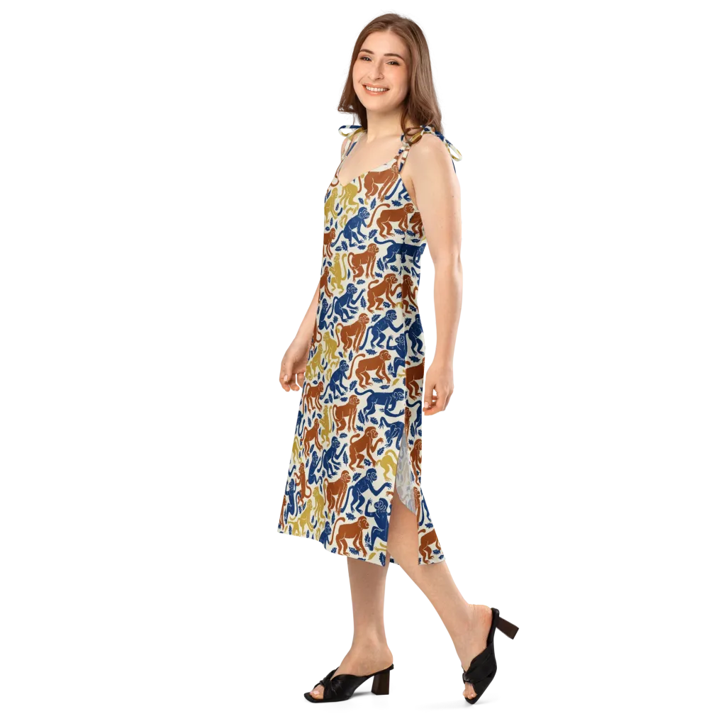 Indigo Monkey Garden on Slip Dress — Left Front