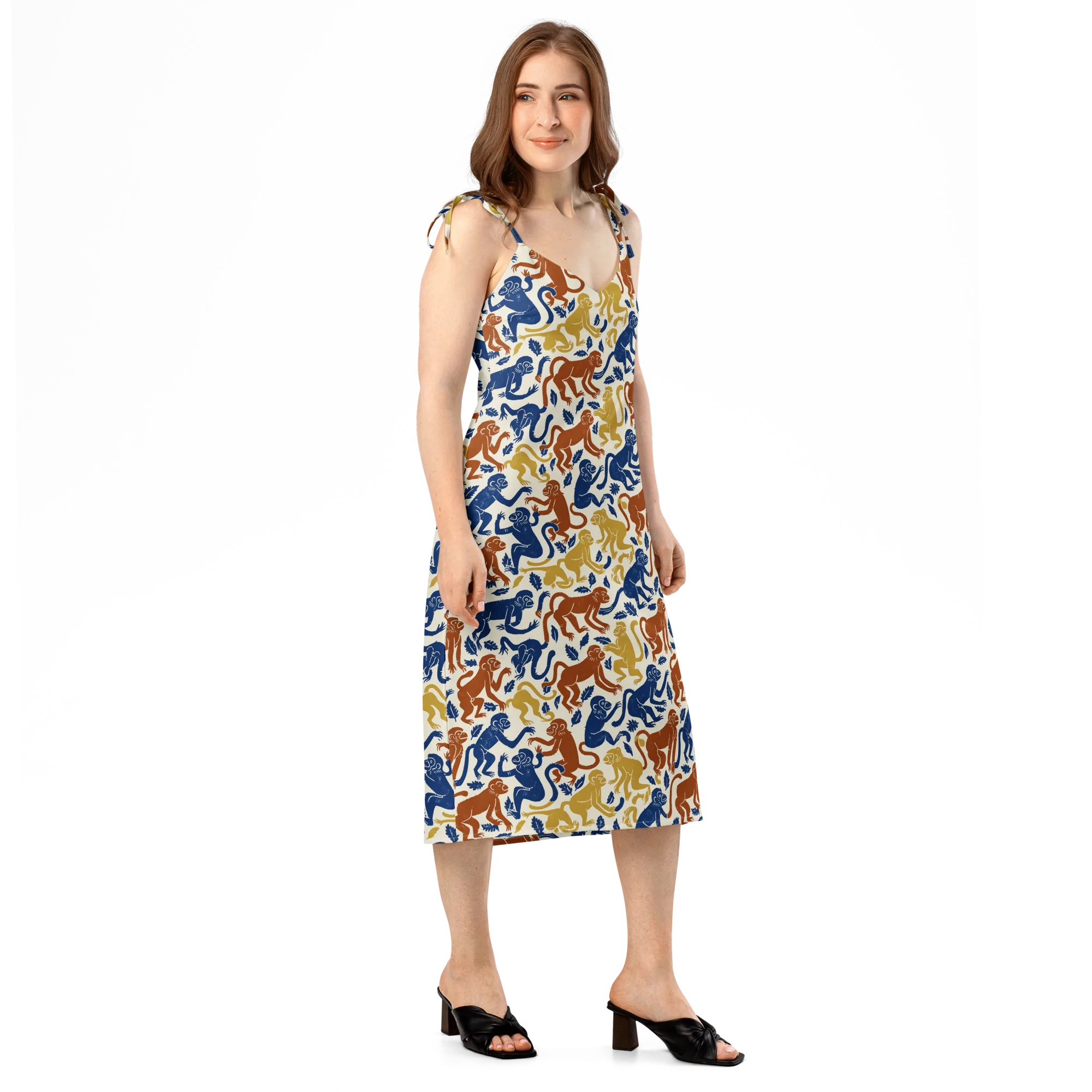 Indigo Monkey Garden on Slip Dress — Right Front