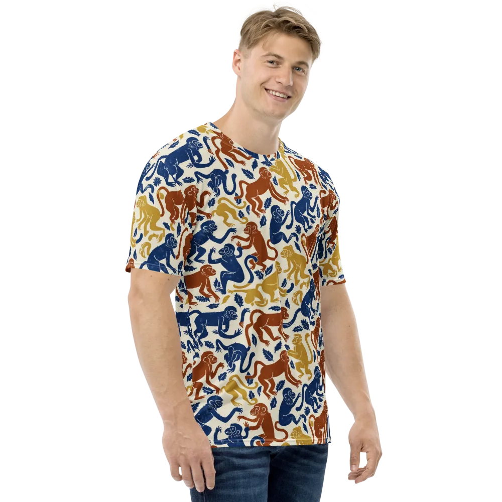 Indigo Monkey Garden on Men's Crew Neck T-Shirt — Right