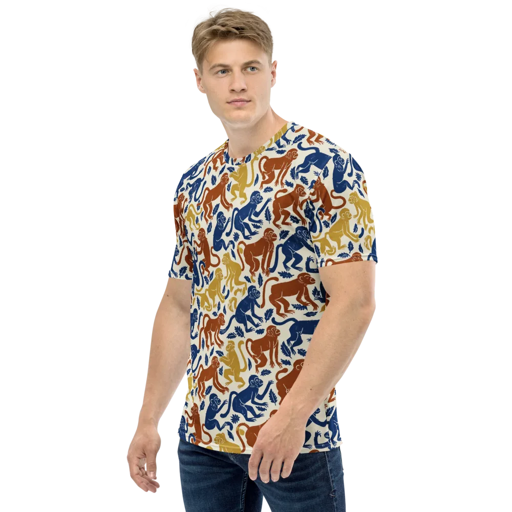 Indigo Monkey Garden on Men's Crew Neck T-Shirt — Left