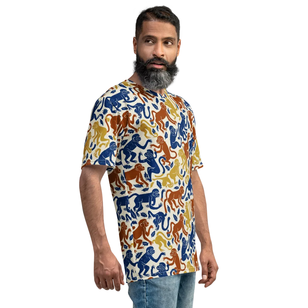 Indigo Monkey Garden on Men's Crew Neck T-Shirt — Right