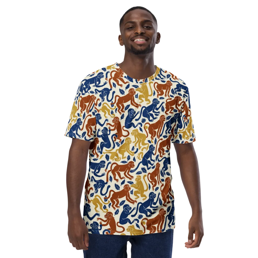 Indigo Monkey Garden on Men's Crew Neck T-Shirt — Front
