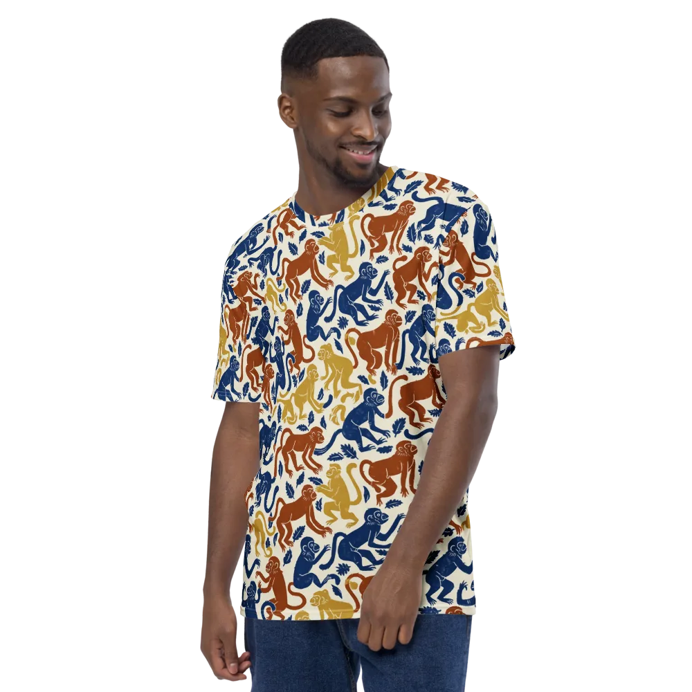 Indigo Monkey Garden on Men's Crew Neck T-Shirt — Left