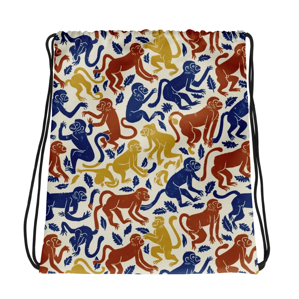Indigo Monkey Garden on Drawstring Bag — Photo