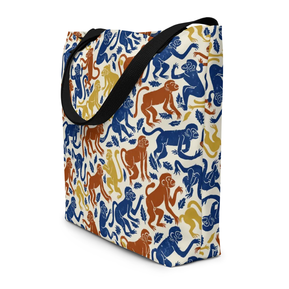 Indigo Monkey Garden on Large Tote Bag W/ Pocket — Front
