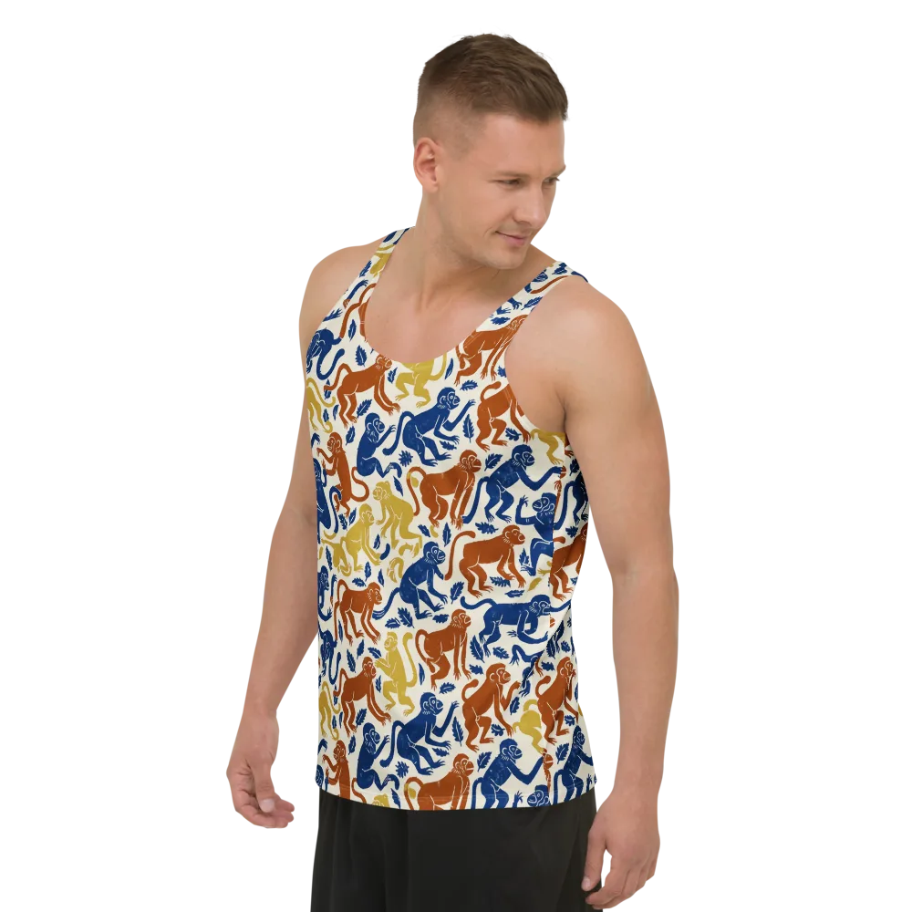 Indigo Monkey Garden on Men's Tank Top — Left Front