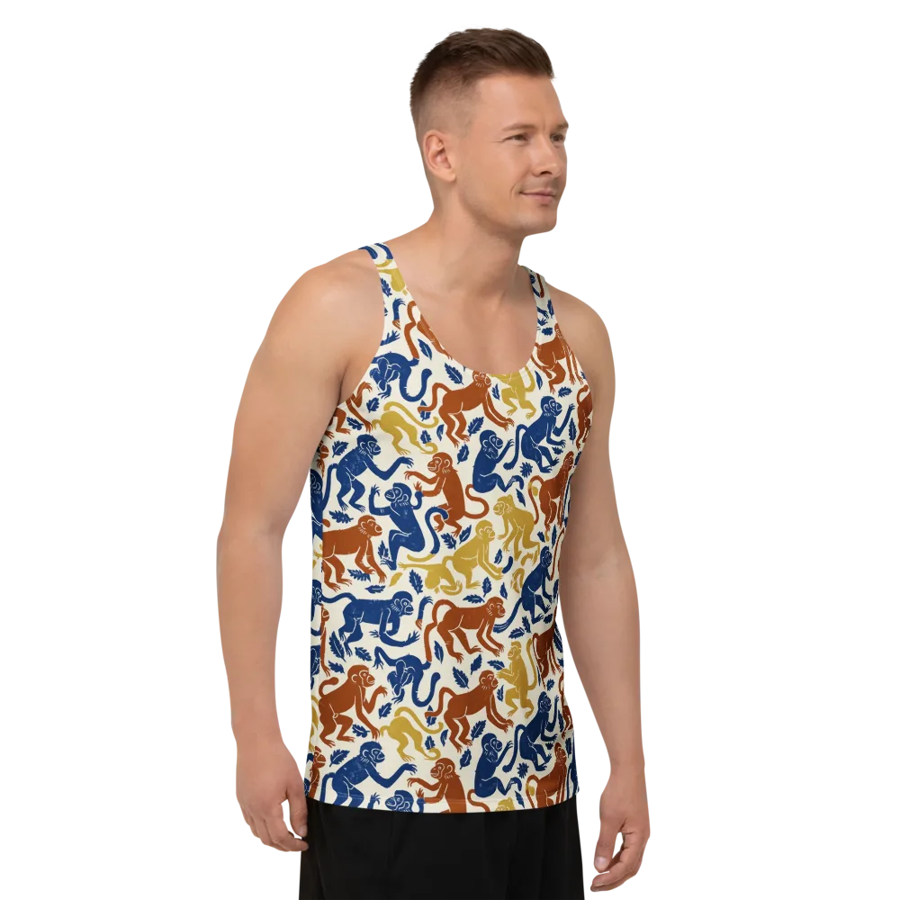Indigo Monkey Garden on Men's Tank Top — Right Front
