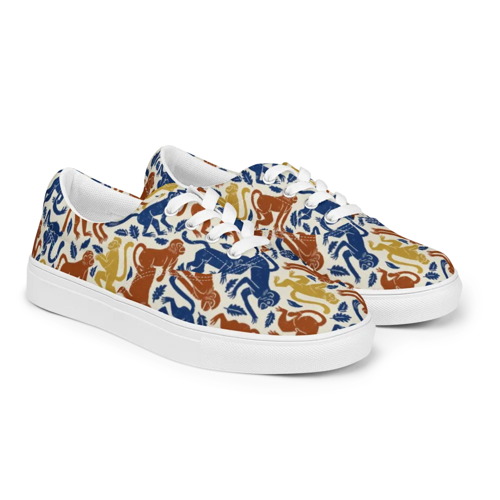 Indigo Monkey Garden on Men's Lace-Up Canvas Shoes — Right Front