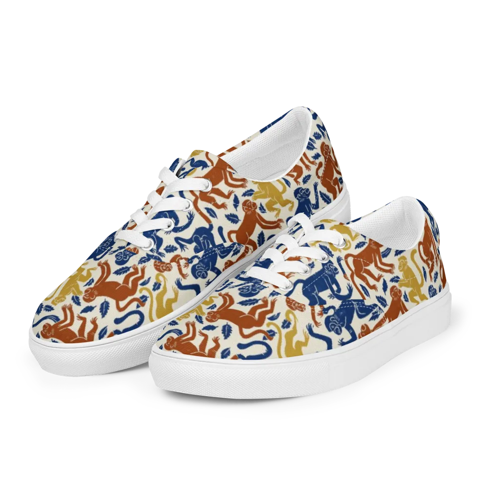 Indigo Monkey Garden on Men's Lace-Up Canvas Shoes — Left Front