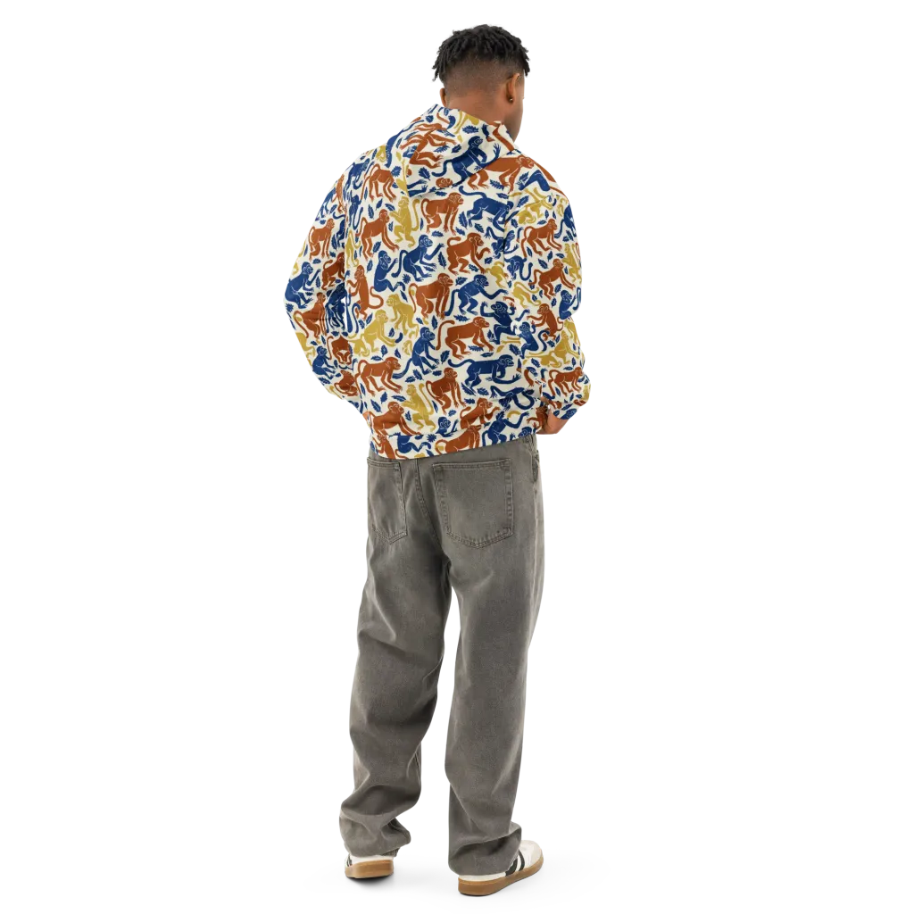 Indigo Monkey Garden on Cotton Hoodie — Back