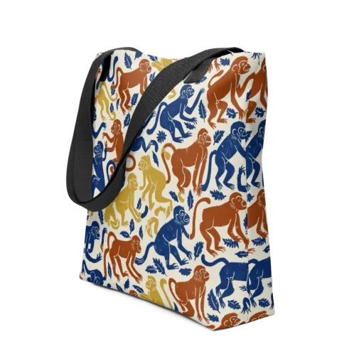 Indigo Monkey Garden on a Tote Bag