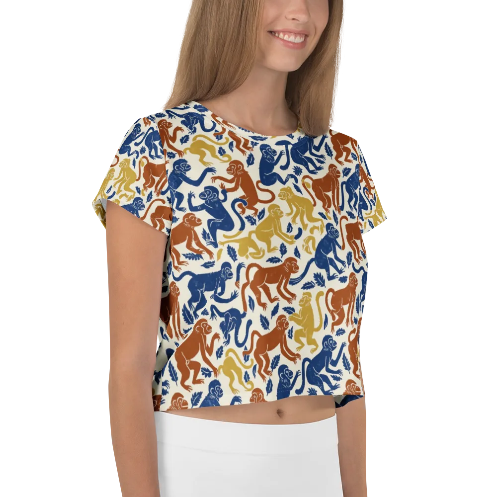Indigo Monkey Garden on Crop Tee — Right