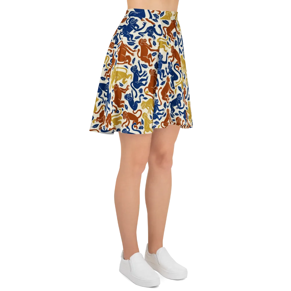 Indigo Monkey Garden on Skater Skirt — Right