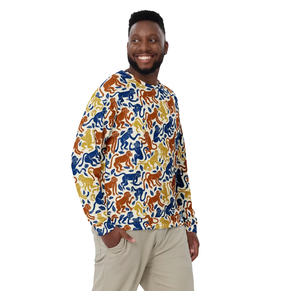 Indigo Monkey Garden on Sweatshirt — Front