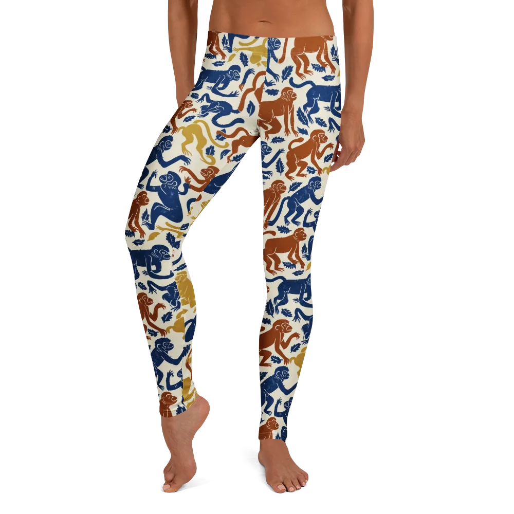 Indigo Monkey Garden on Leggings — Front