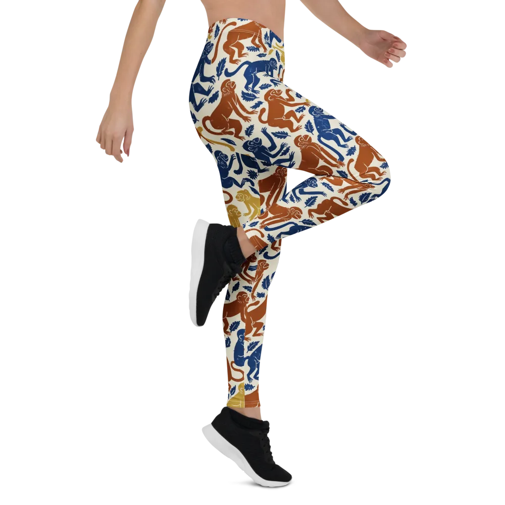 Indigo Monkey Garden on Leggings — Right