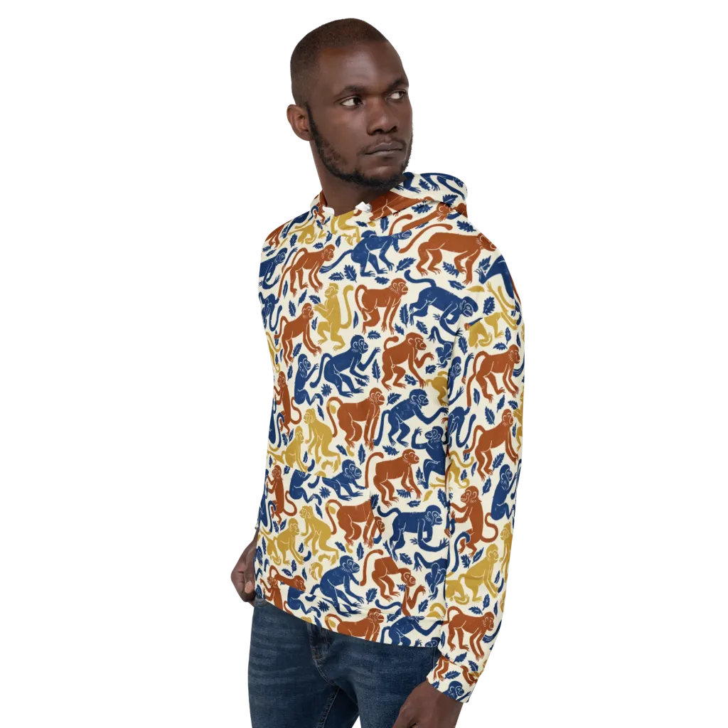 Indigo Monkey Garden on Hoodie — Left