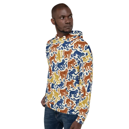 Indigo Monkey Garden on a Hoodie