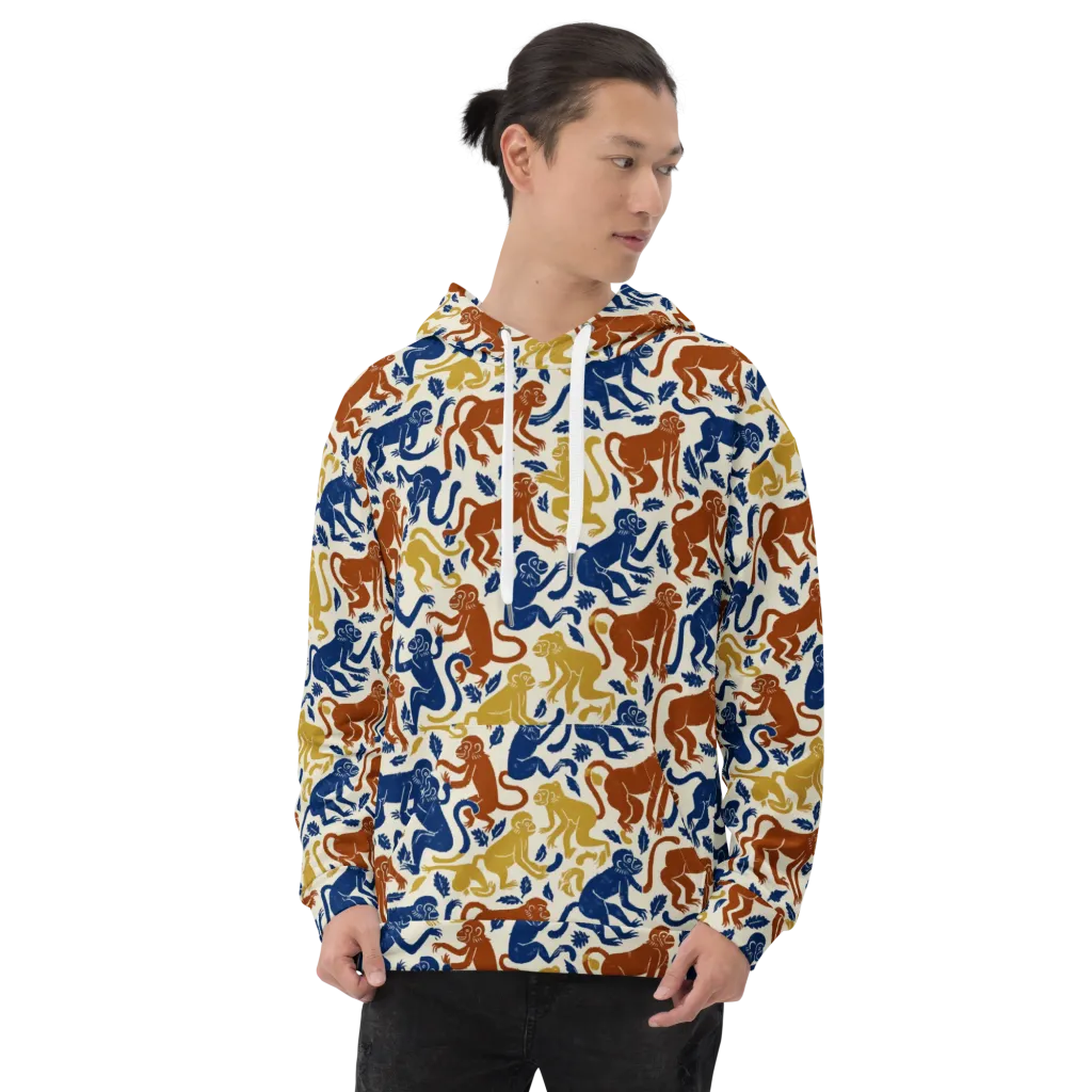 Indigo Monkey Garden on Hoodie — Front