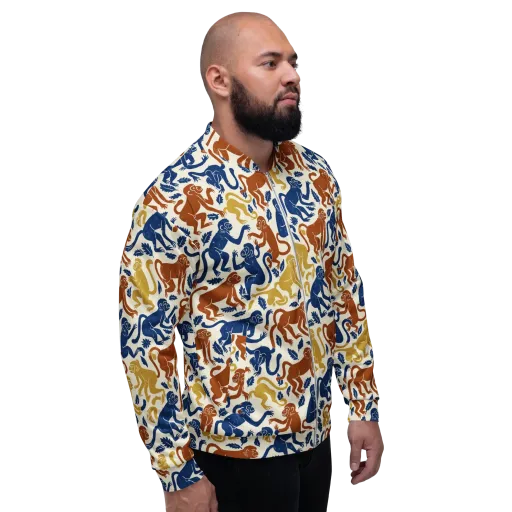 Indigo Monkey Garden on a Bomber Jacket