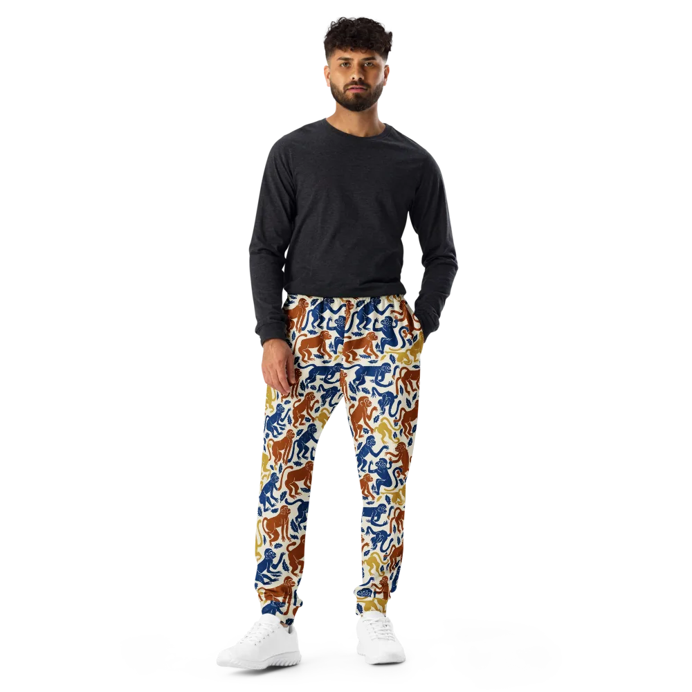 Indigo Monkey Garden on Men's Joggers — Front