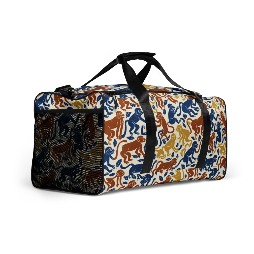 Indigo Monkey Garden on Duffle Bag — Right Front