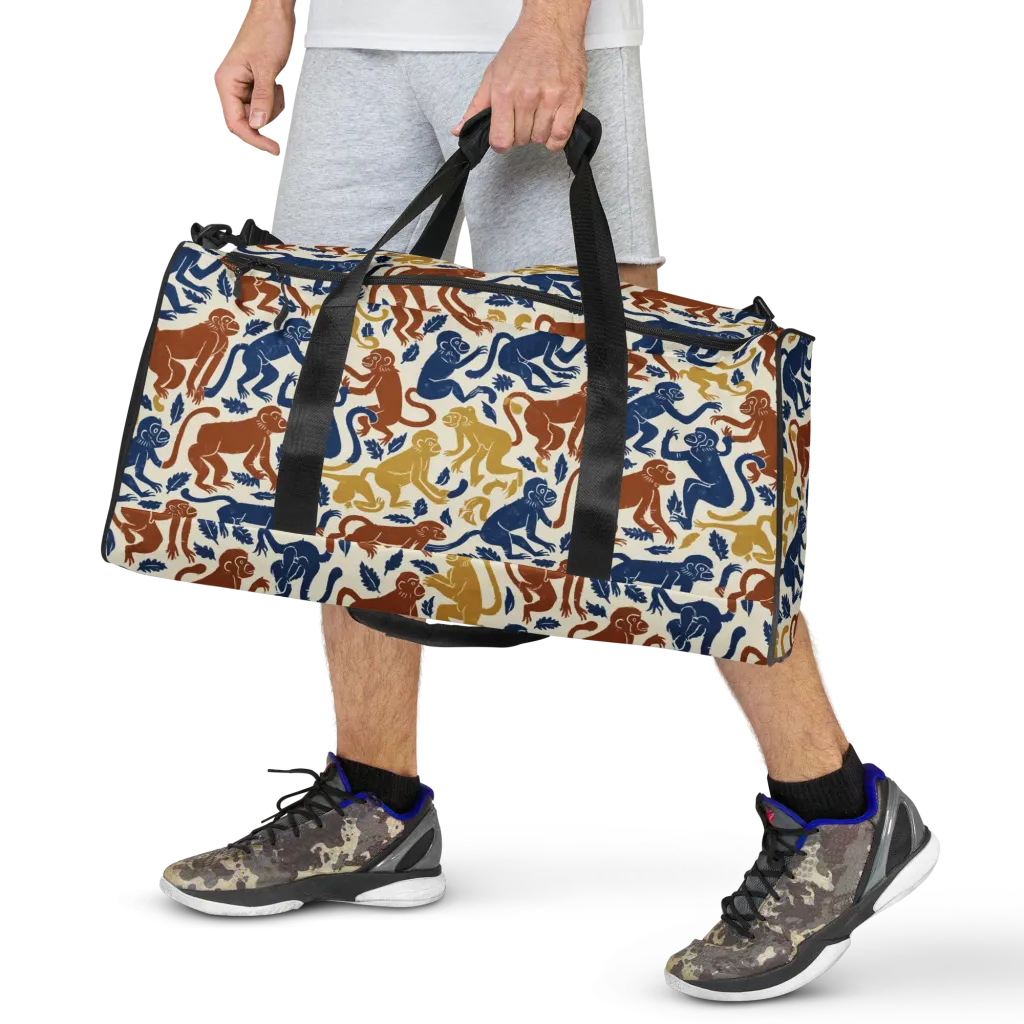 Indigo Monkey Garden on Duffle Bag — Front