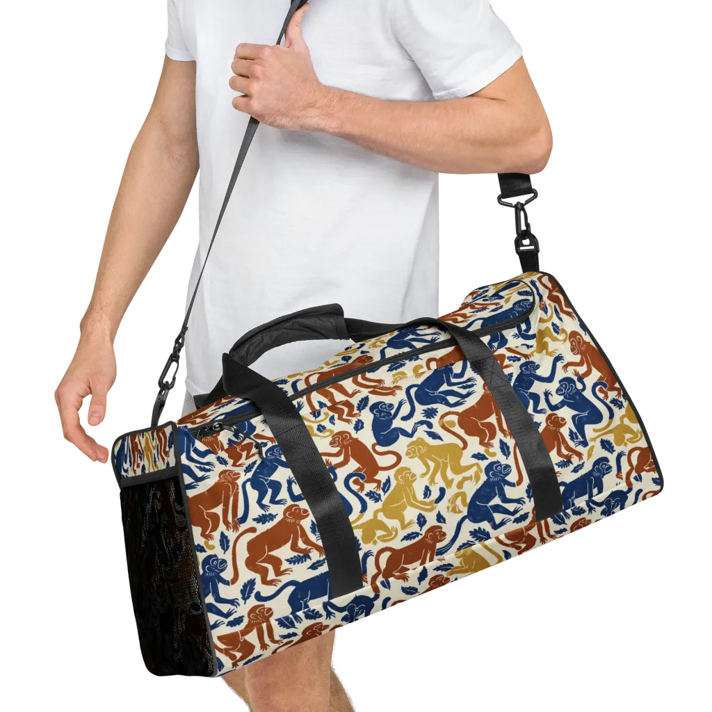 Indigo Monkey Garden on Duffle Bag — Right Front