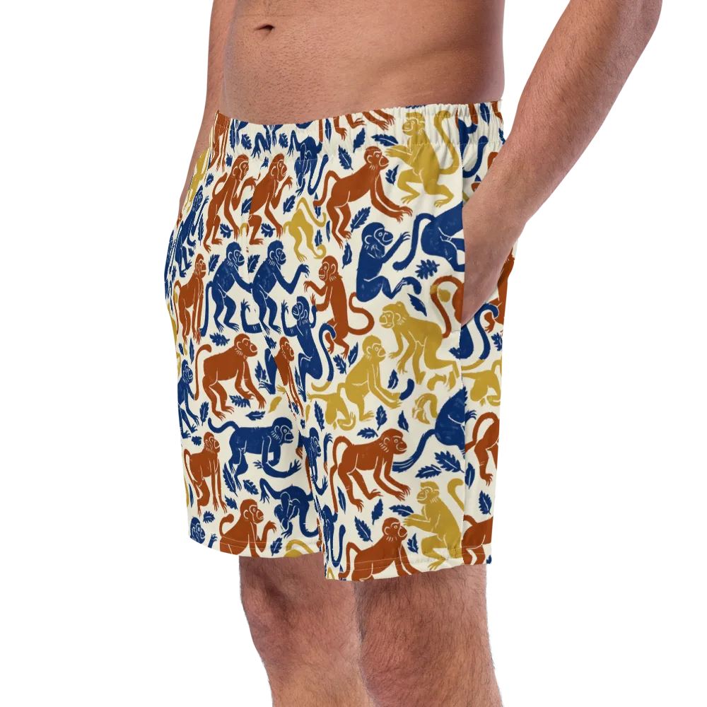 Indigo Monkey Garden on Swim Trunks — Left Front