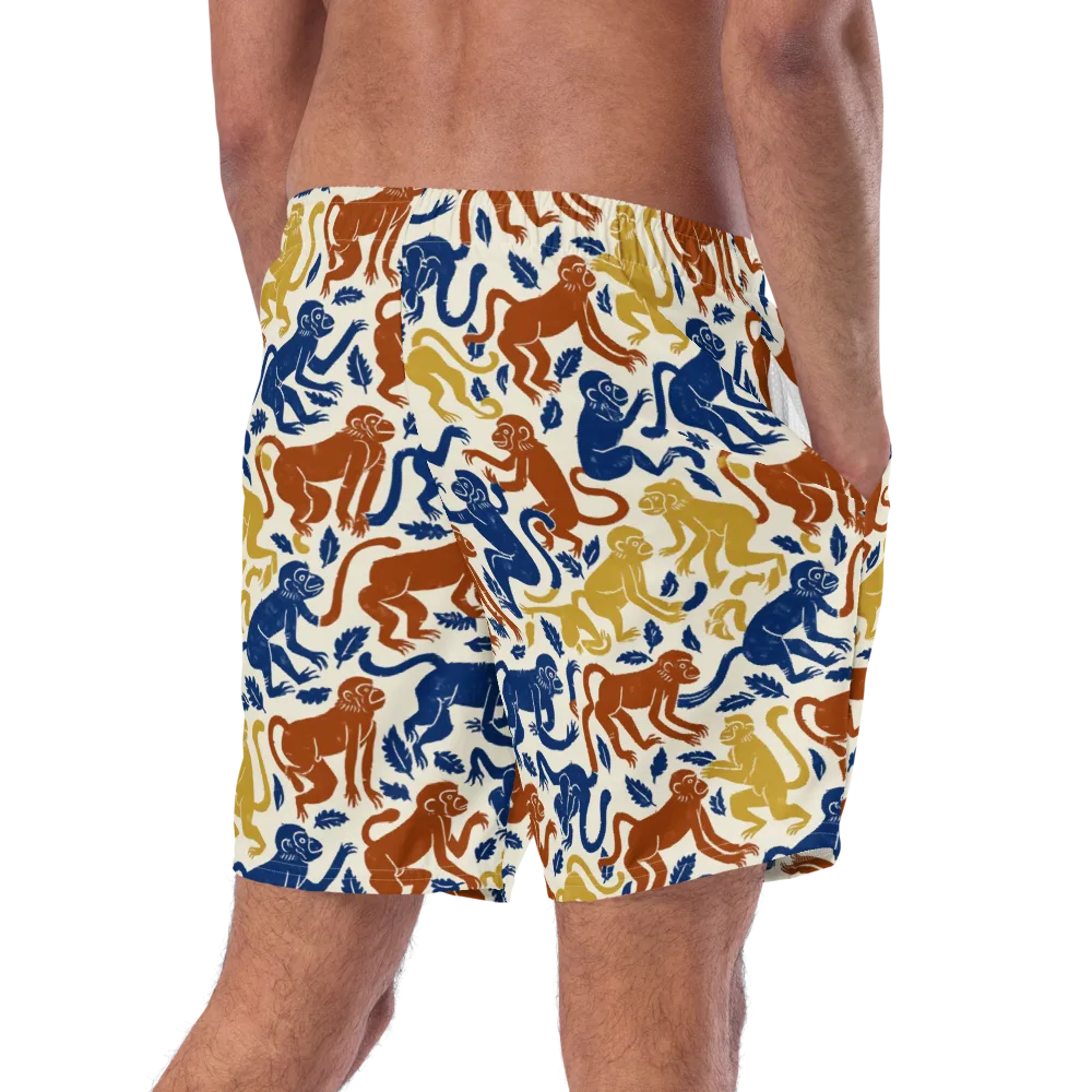 Indigo Monkey Garden on Swim Trunks — Right Back