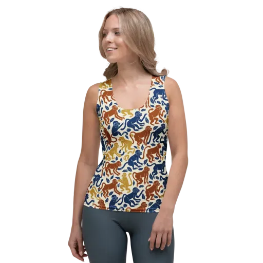 Indigo Monkey Garden on a Women's Tank Top