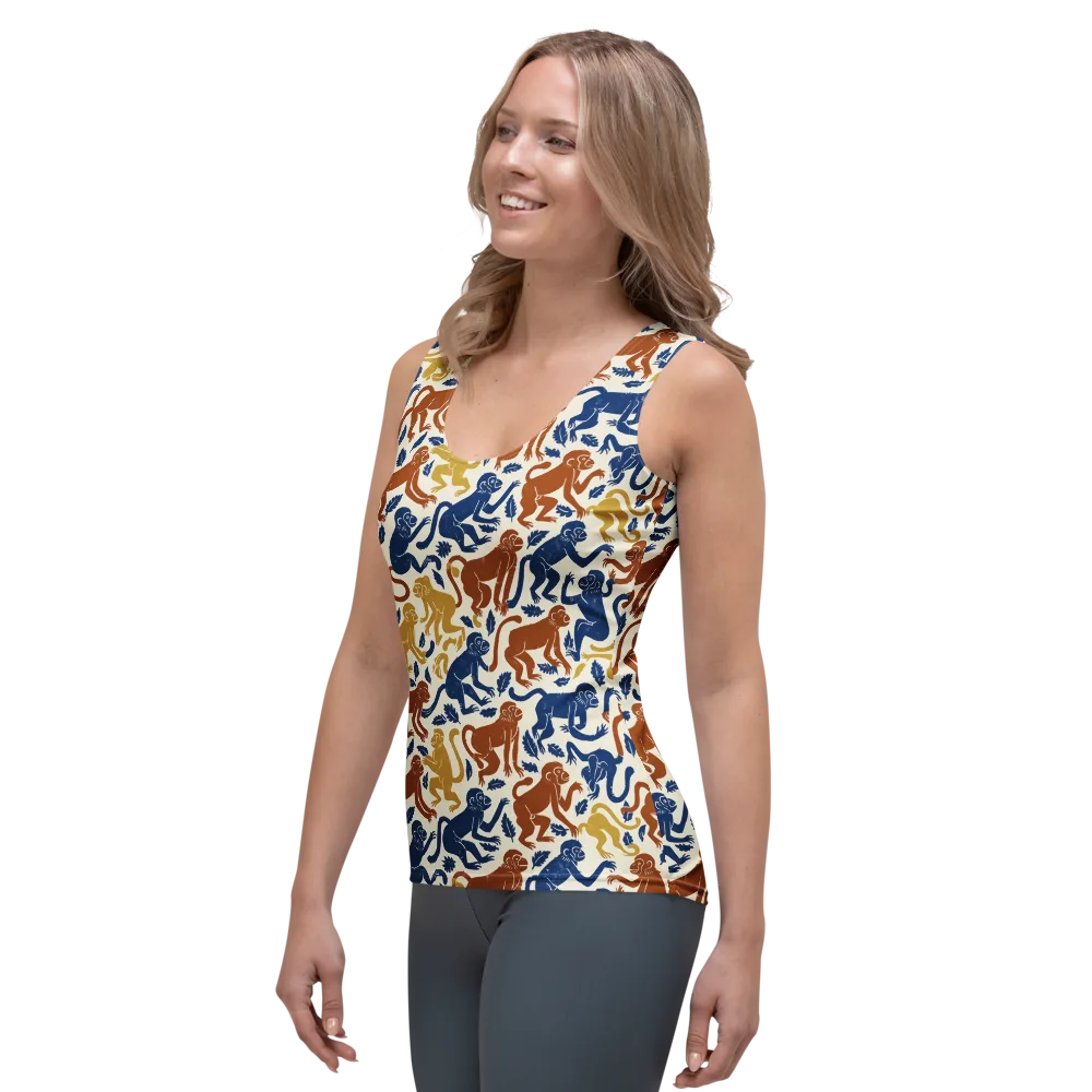 Indigo Monkey Garden on Women's Tank Top — Left Front