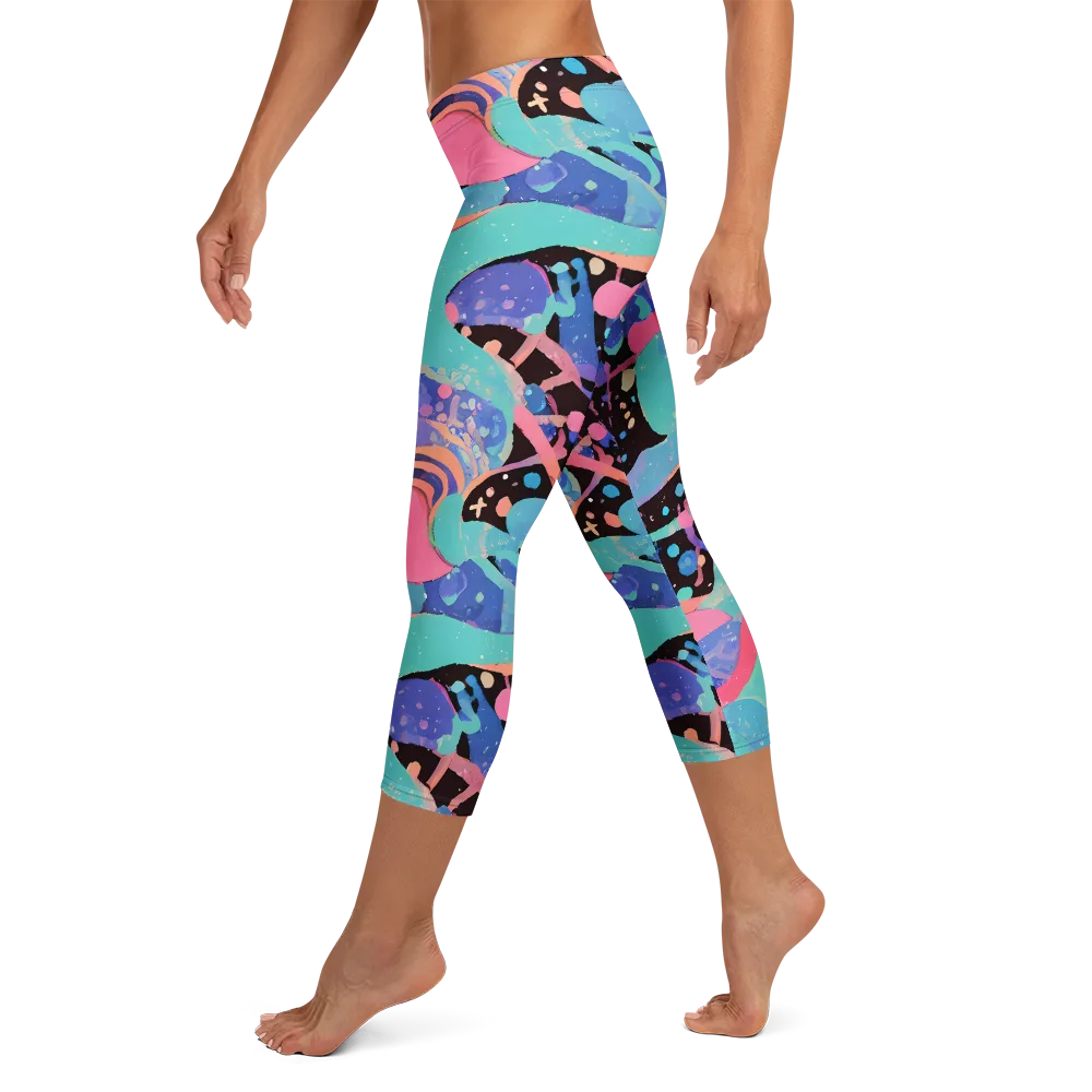 Candy Orbit on Capri Leggings — Left