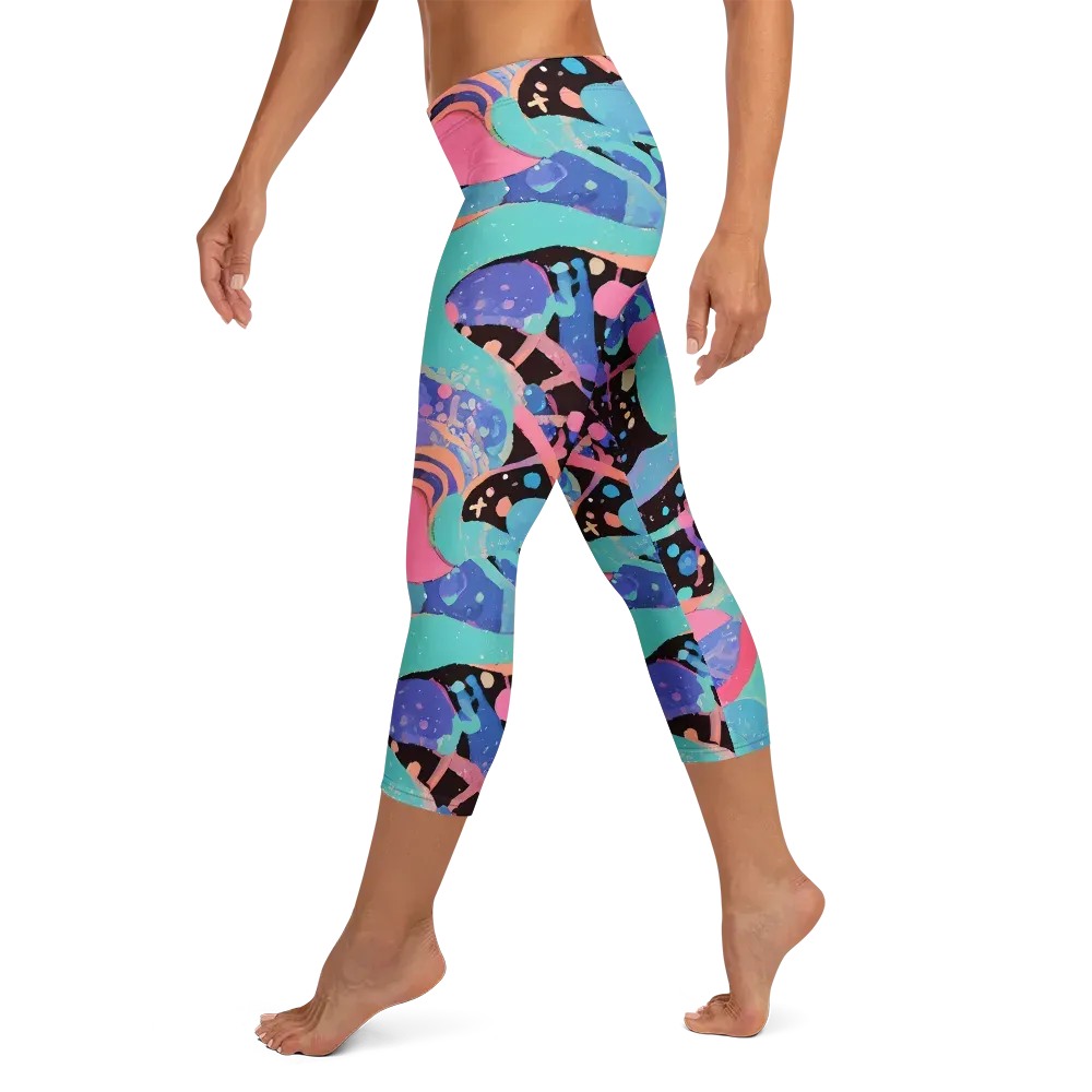 Candy Orbit on Capri Leggings — Left