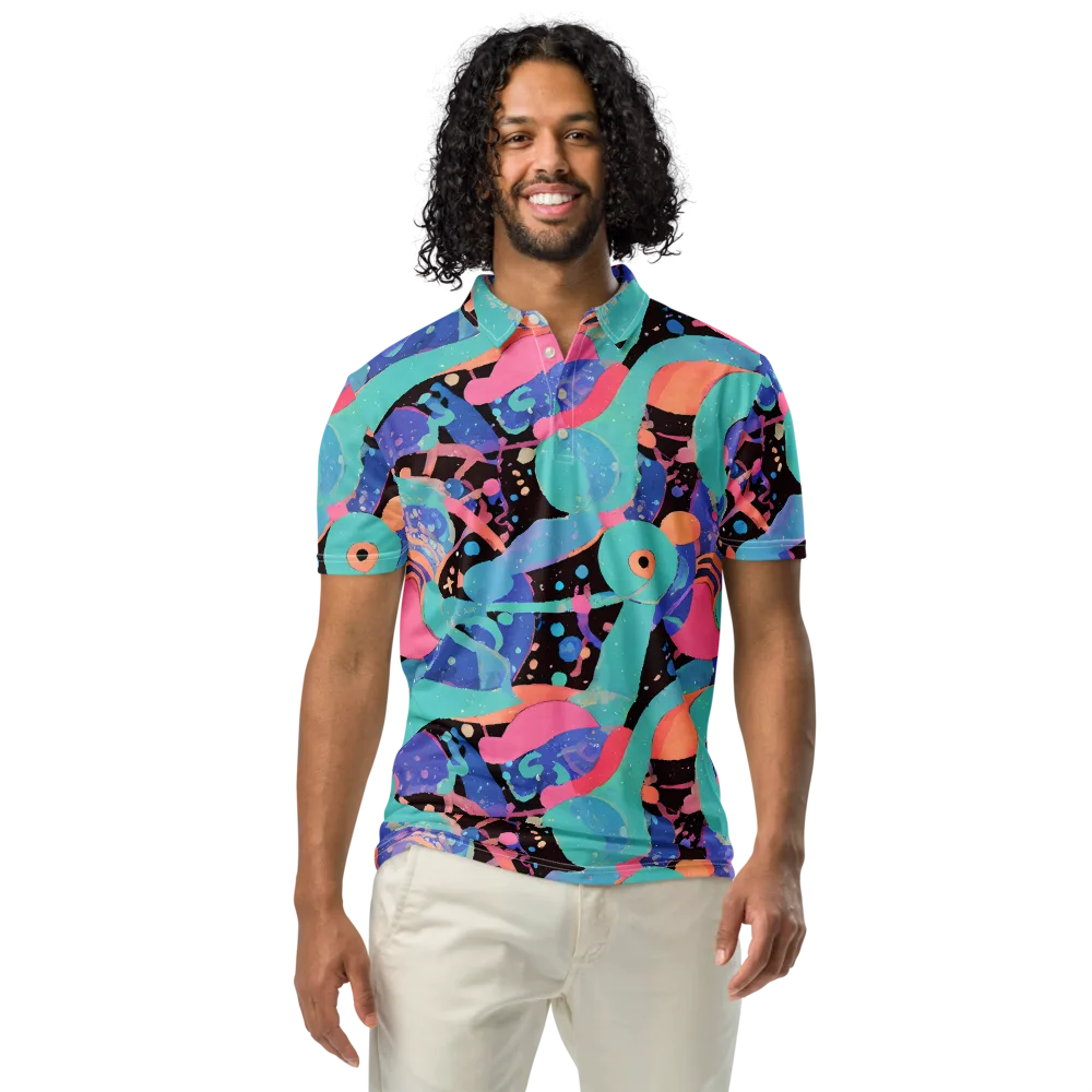 Candy Orbit on Men's Slim Fit Polo Shirt — Front